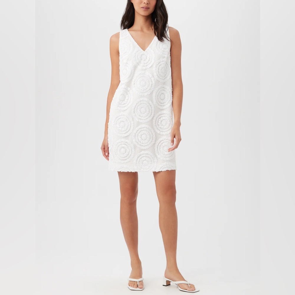 Trina Turk Glitterati Elegant White Sequin Dress
